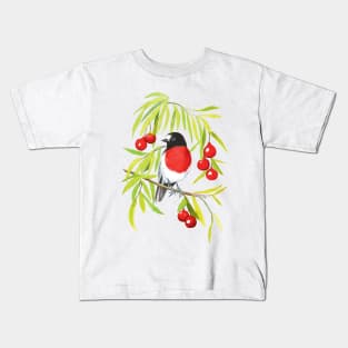 Scarlet Robin on Quandong tree Kids T-Shirt